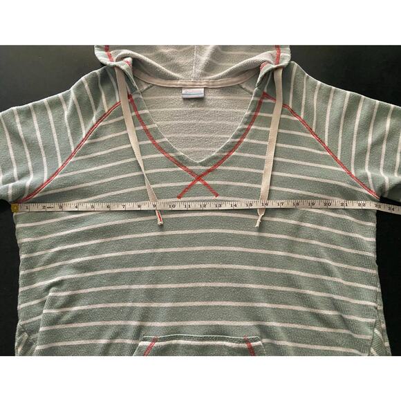 COLUMBIA PFG Green/White Stripe Soft Baja Hoodie Womens sz XL - Picture 7 of 9